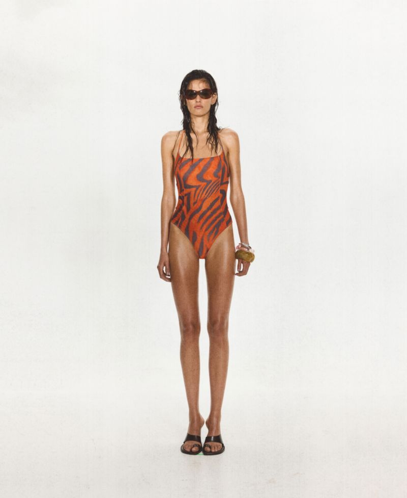 Women's Animal-Print Halter Cutout One-Piece Swimsuit