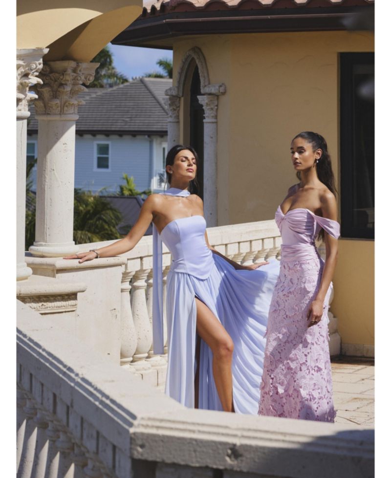 Women's Qianna Baby Blue Peplum Top Drop Waist Chiffon Gown