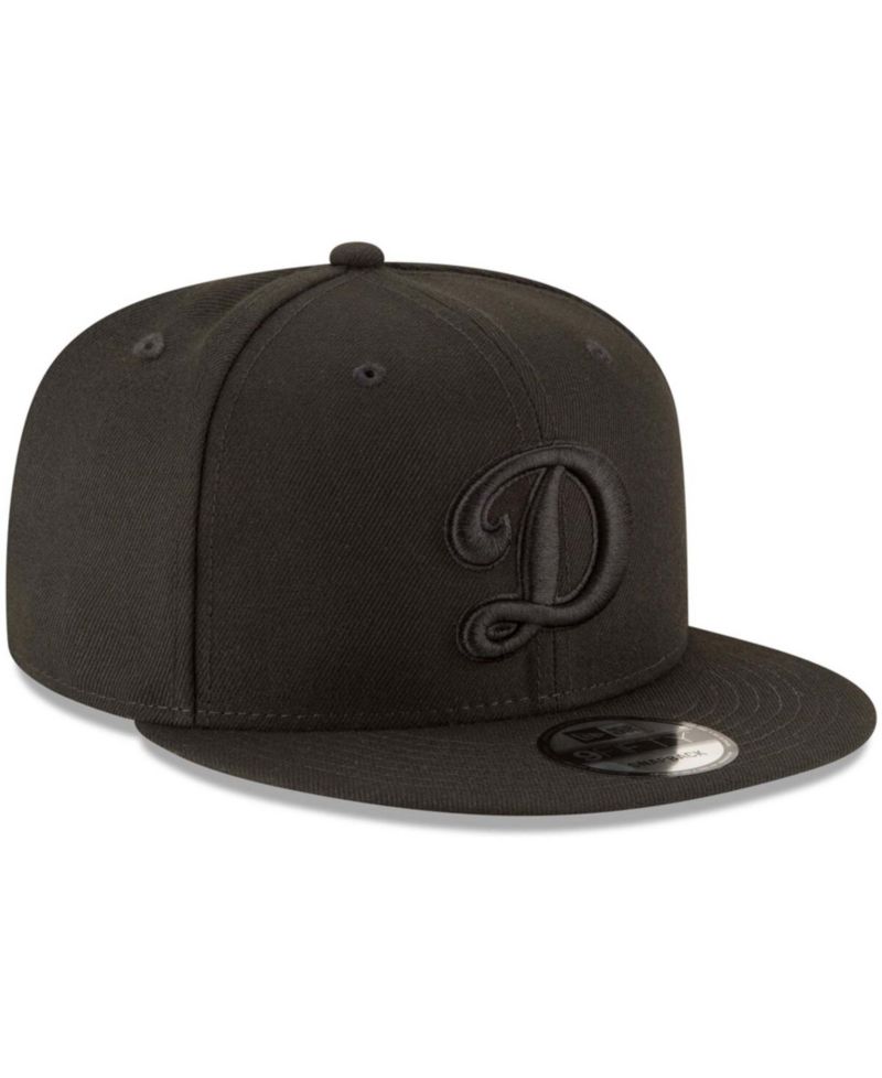 Men's Black Los Angeles Dodgers Script Logo Black on Black 9FIFTY Snapback Adjustable Hat