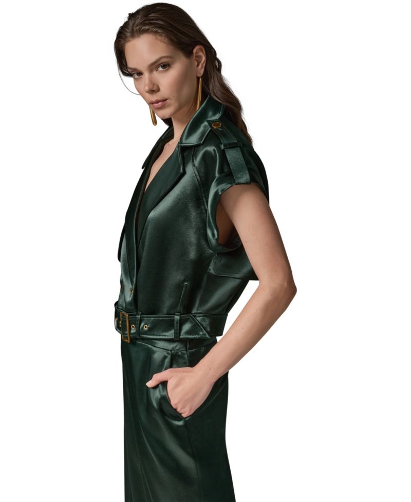 Women's Luxe Drape Satin Belted Vest