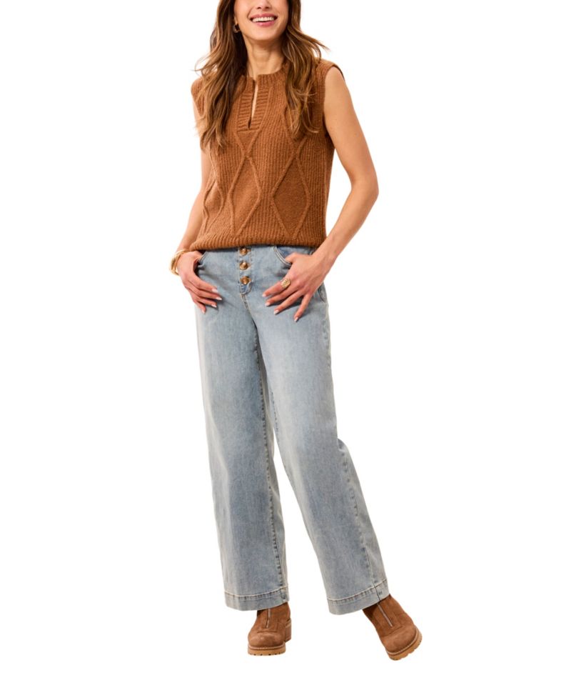 Women's Audrey Wide-Leg Light-Wash Mid-Rise Jeans