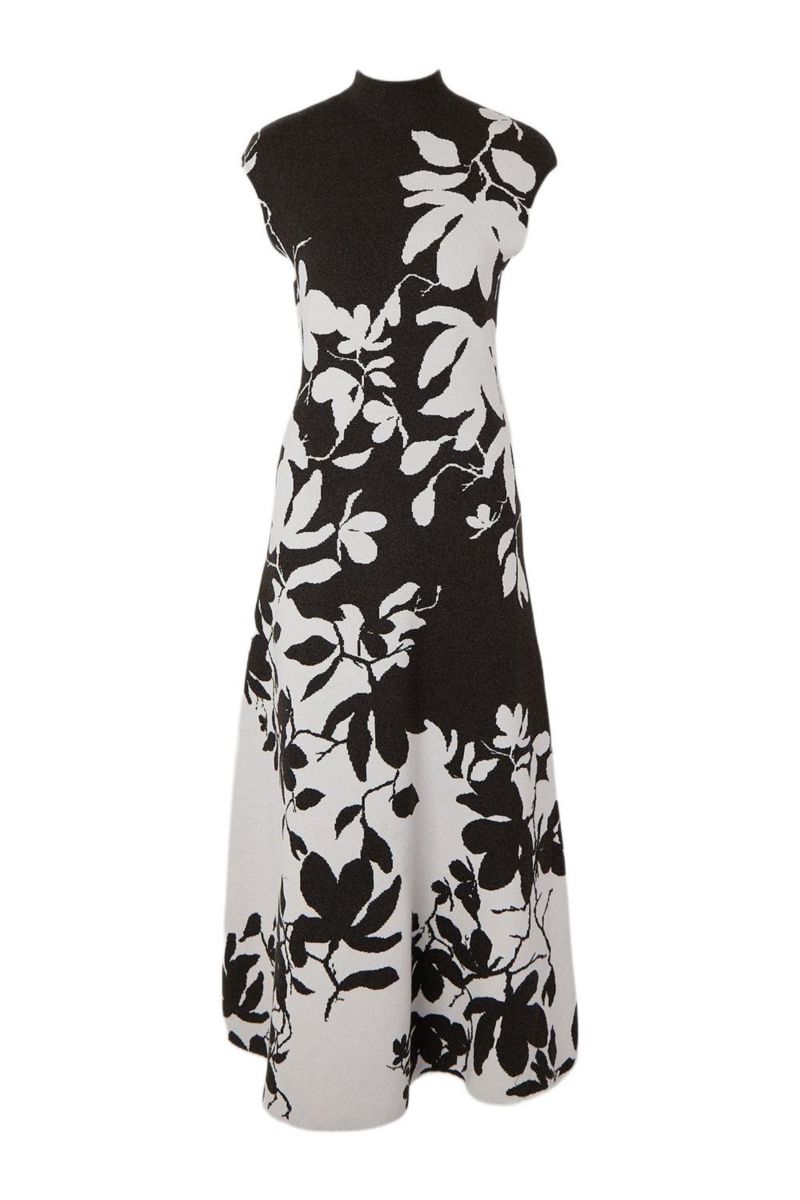 Women's Jacquard Floral Knitted Maxi Dress