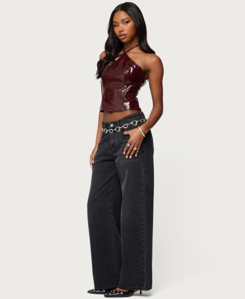 Women's Hailie Faux Leather Halter Top