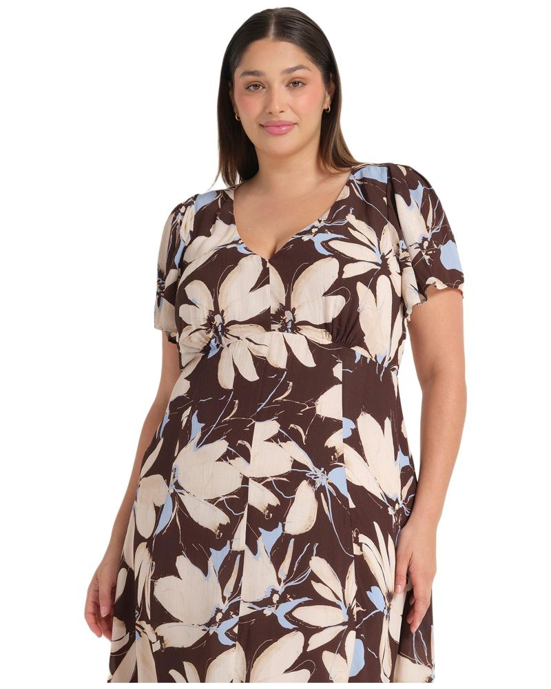 Plus Size Caroline Floral Empire Waist Midi Dress