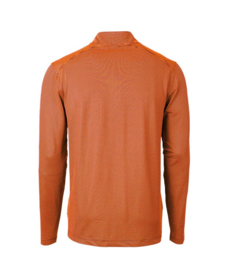 Men's Orange Auburn Tigers Alumni Logo DryTec Virtue Eco Pique Micro Stripe Quarter-Zip Pullover Top