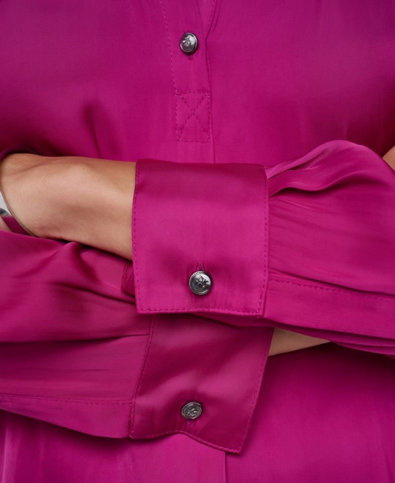 Women's Long-Sleeve V-Neck Regular-Fit Blouse