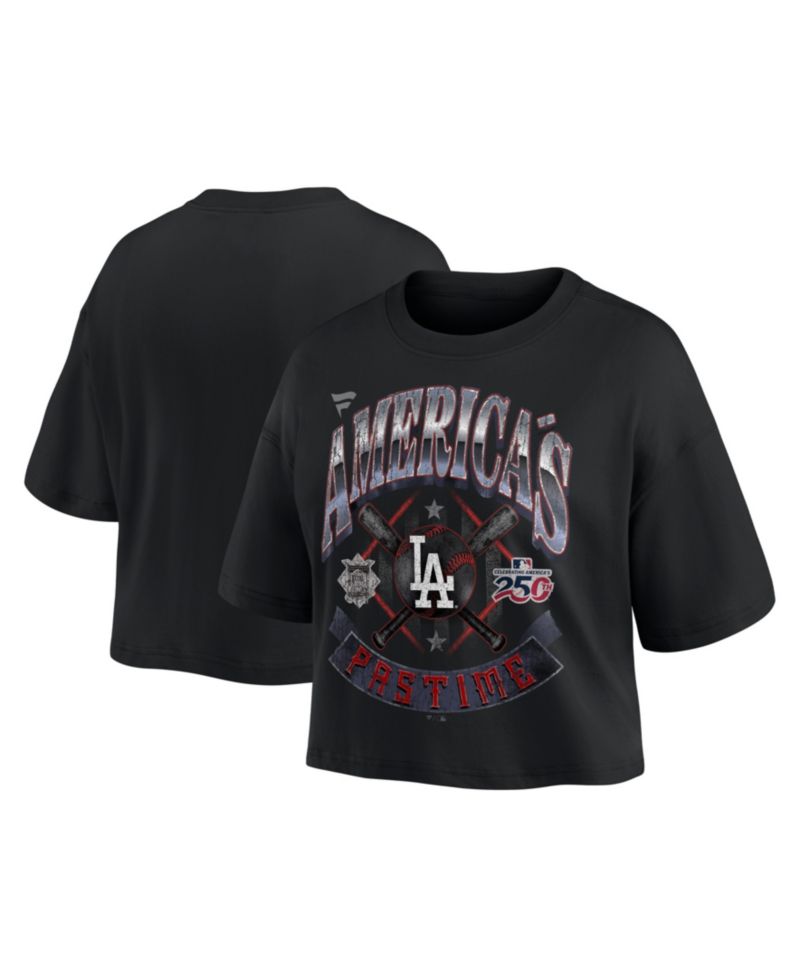 Women's Black Los Angeles Dodgers Americana Crop T-Shirt