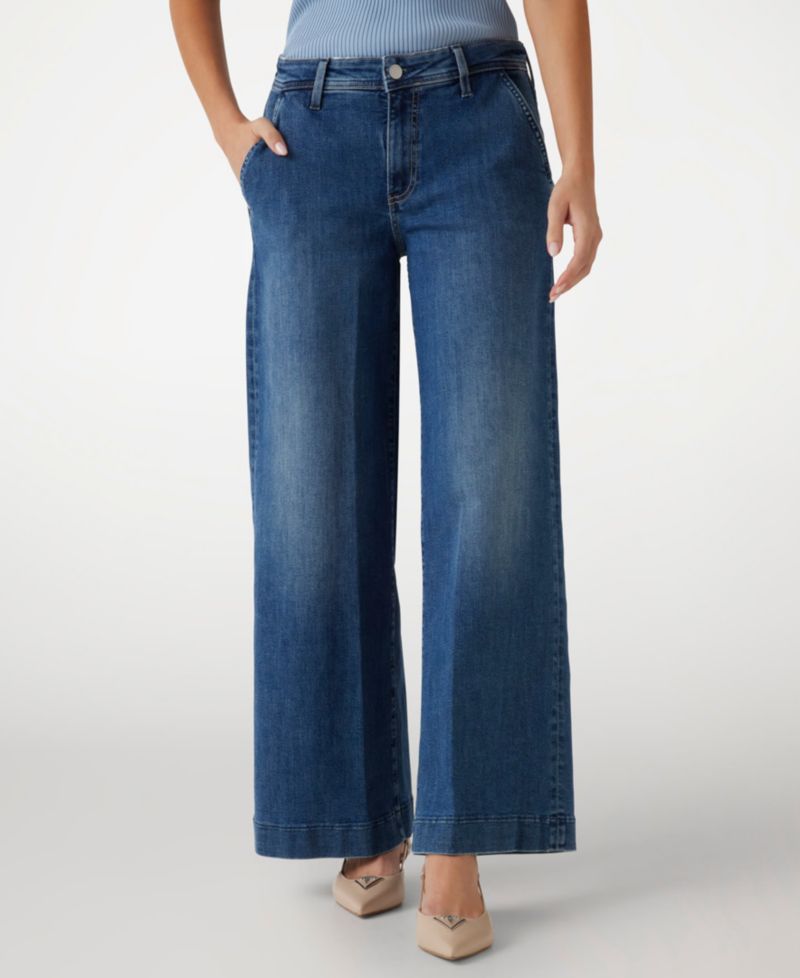 Women's Zoya Wide-Leg Faded High-Rise Jeans