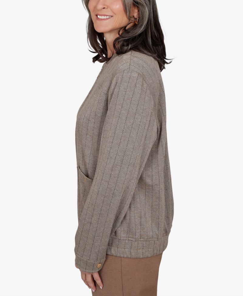 Petite Mandarin-Collar Zipper-Front Jacket