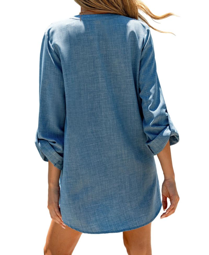 Women's Ace of Waves Blue Cover-Up Mini Beach Dress