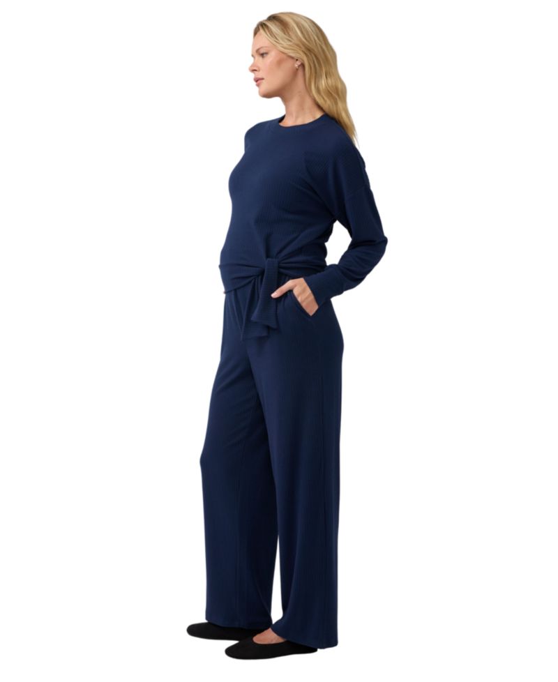 Maternity Dolman-Sleeve Tie-Front Cropped Knit Top