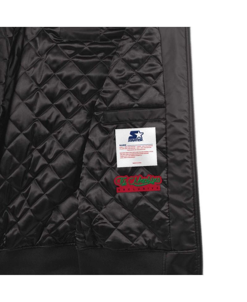 Men's x Ty Mopkins Black Brooklyn Nets Black History Month Satin Full-Zip Jacket