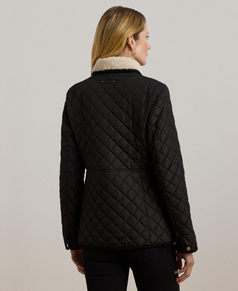 Women's Faux-Sherpa-Collar Quilted Coat