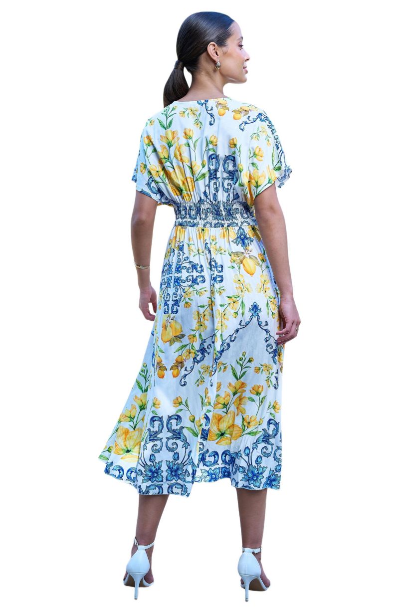 Women's Lemon-Print Midi Dress