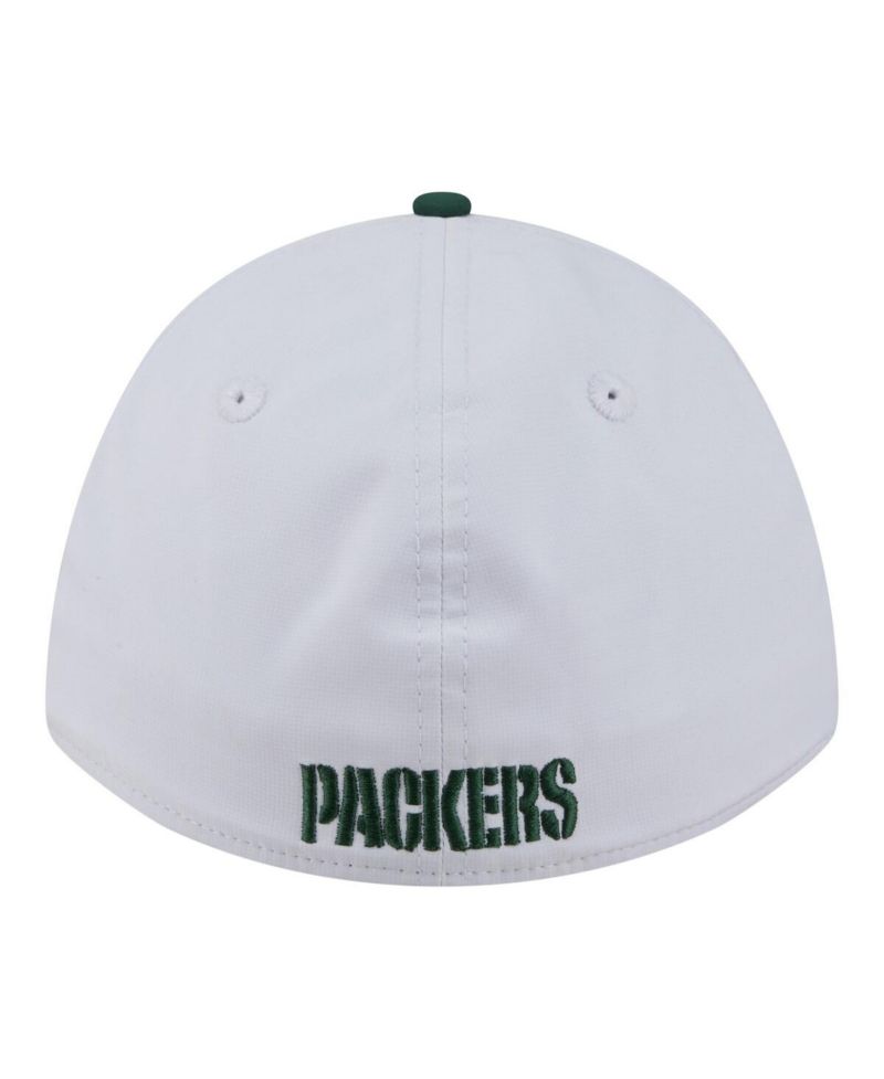 Men's White/Green Bay Packers Patch 39THIRTY A-Frame M-Crown Perforated Flex Hat