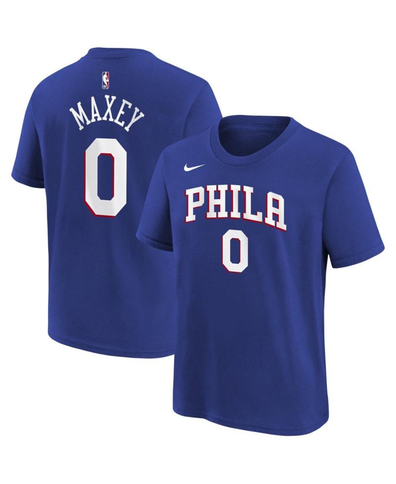 Big Boys and Girls Tyrese Maxey Royal Philadelphia 76ers Icon Name & Number T-Shirt