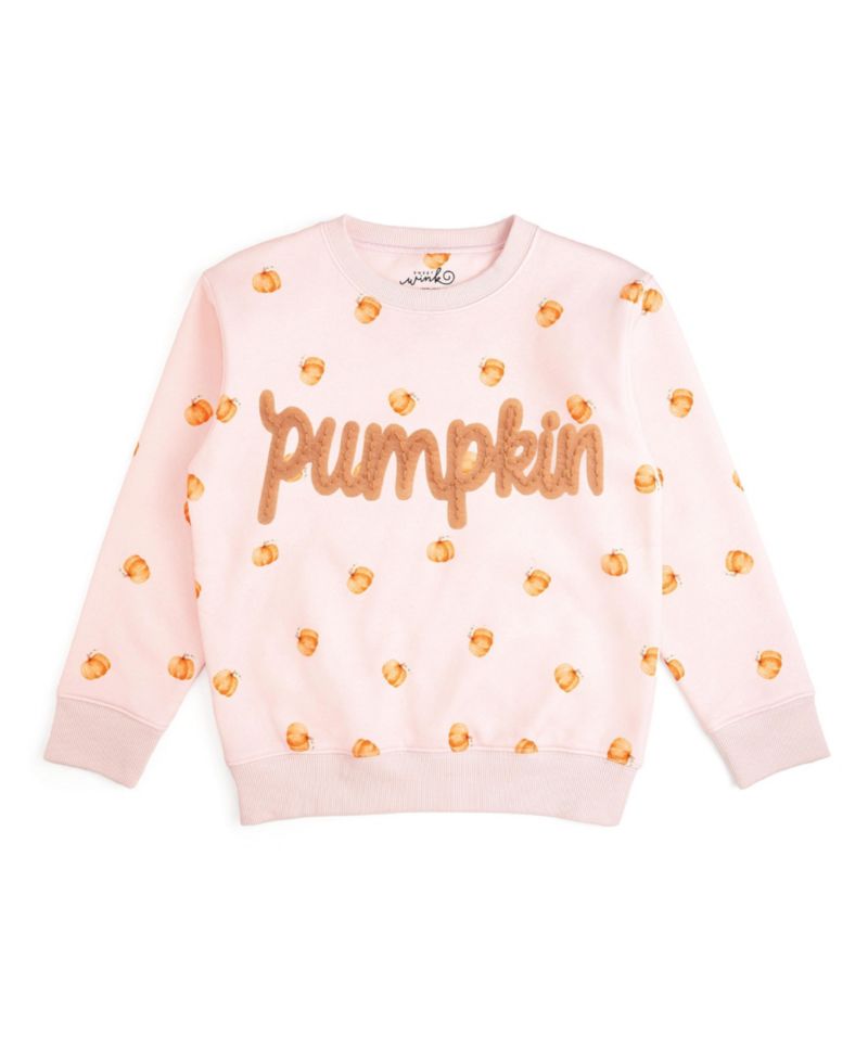 Big Girls Pumpkin Stitch Patch Sweatshirt