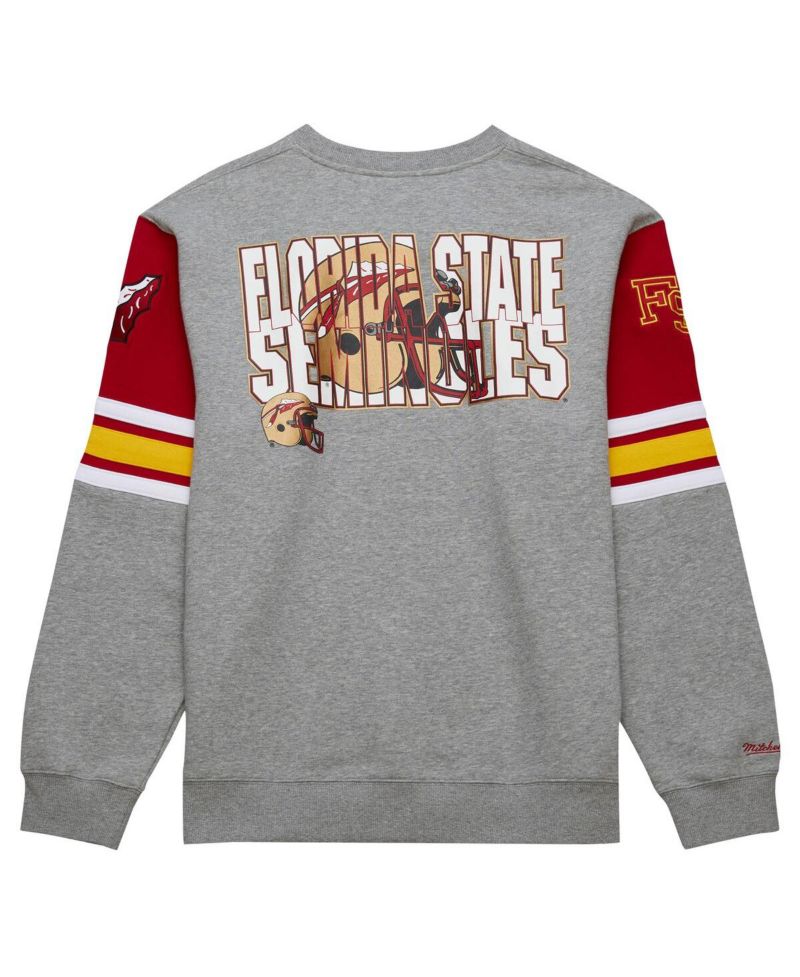 Men's Heather Gray Florida State Seminoles Throwback Allover 4.0 Pullover Sweatshirt
