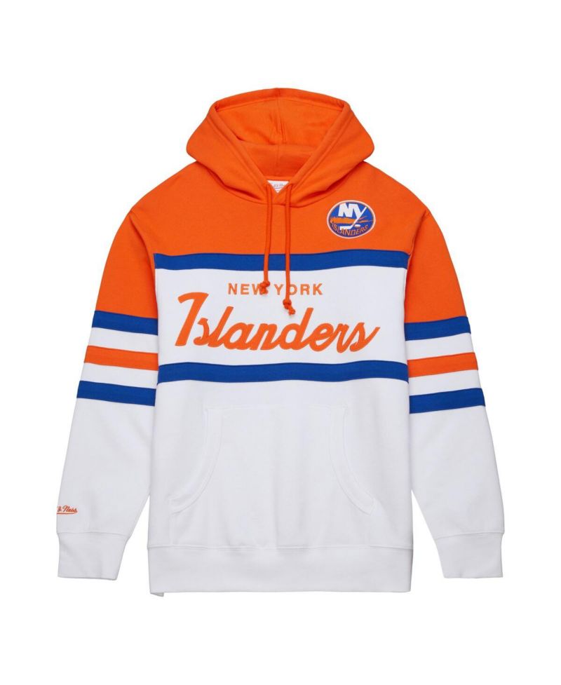 Men's White, Orange New York Islanders Head Coach Pullover Hoodie