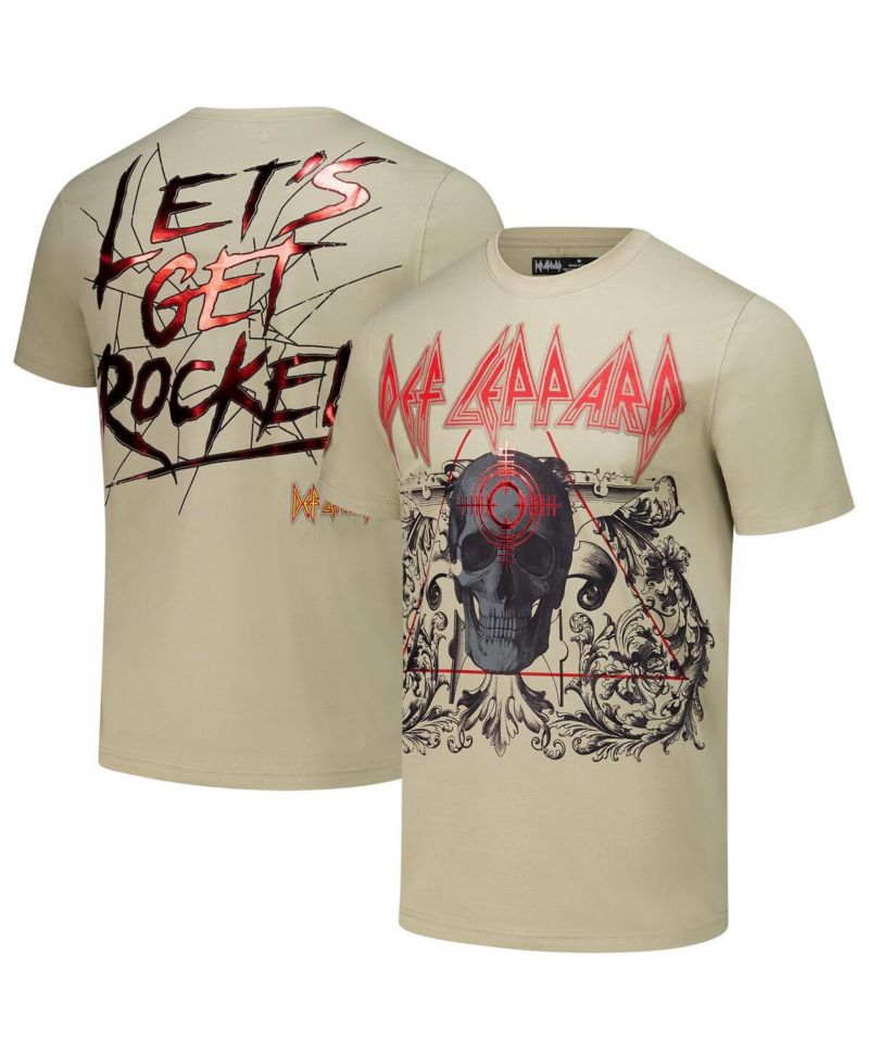 Men's Tan Def Leppard Let's Get Rocked T-Shirt