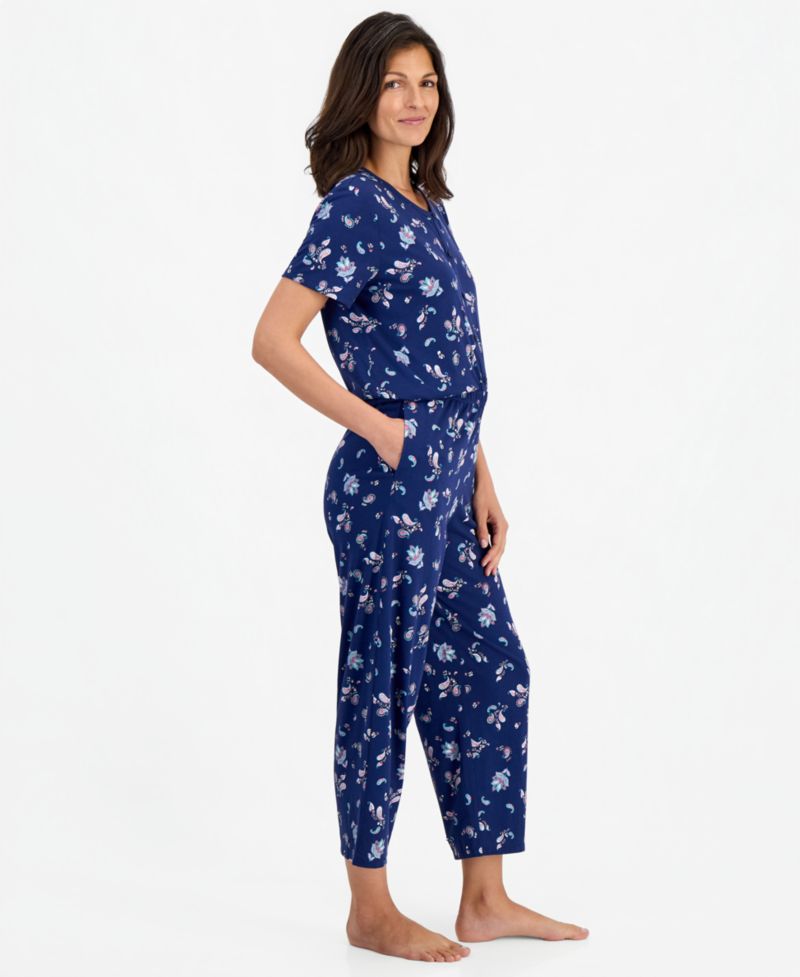 Women's 2-Piece Cotton Printed Cropped Pajama set