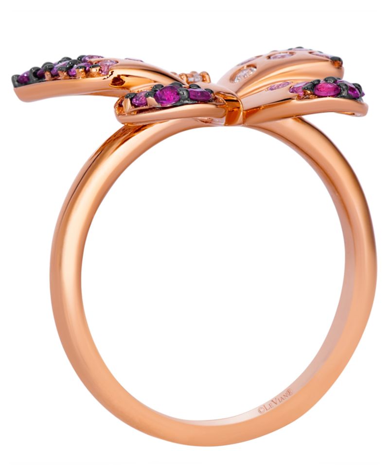 Strawberry Ombr&eacute; Sapphire Butterfly (3/4 ct. t.w.) & Vanilla Sapphire Ring in 14k Strawberry Gold