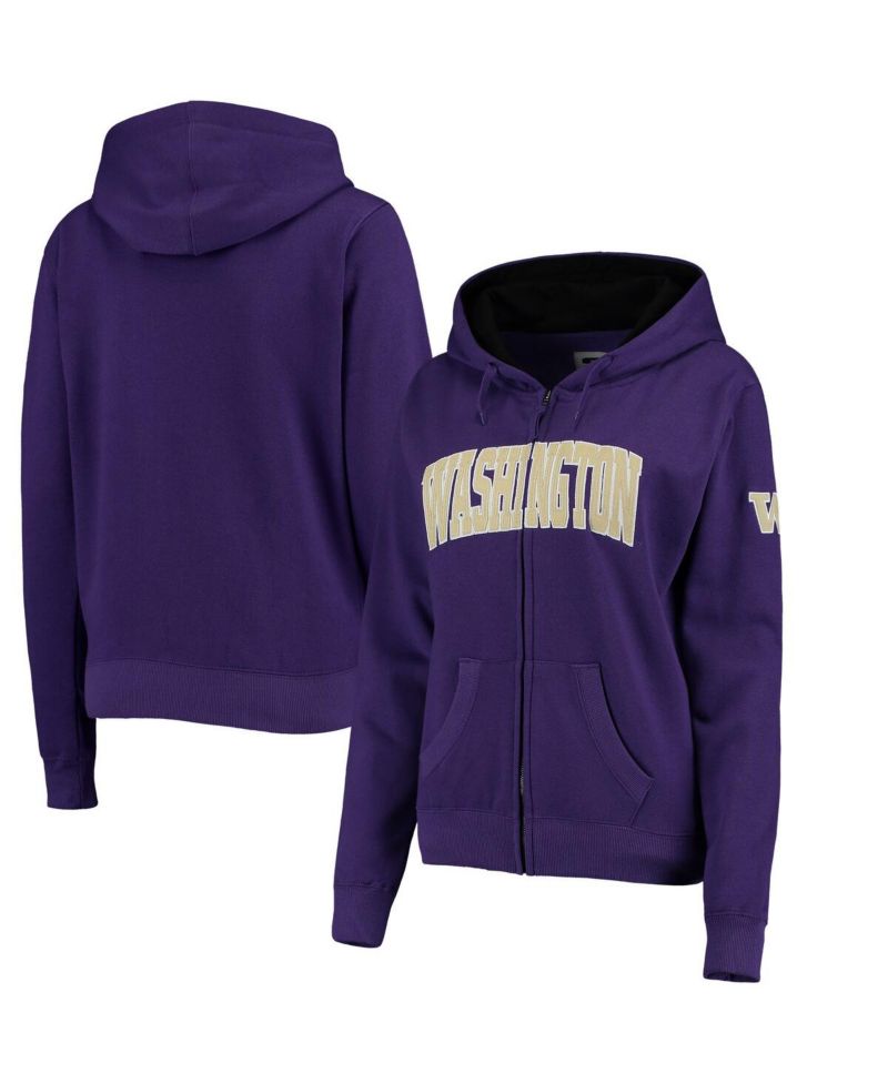 Women's Purple Washington Huskies Arched Name Full-Zip Sweatshirt
