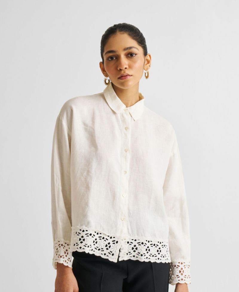 Women's Button-down with Lace Shirt