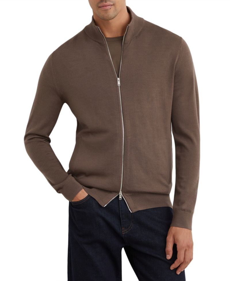 Men's Hampshire Slim-Fit Merino Wool Funnel-Neck Cardigan
