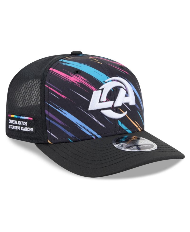 Men's Black Los Angeles Rams 2026 NFL Cruical Catch 9SEVENTY Adjustable Trucker Hat