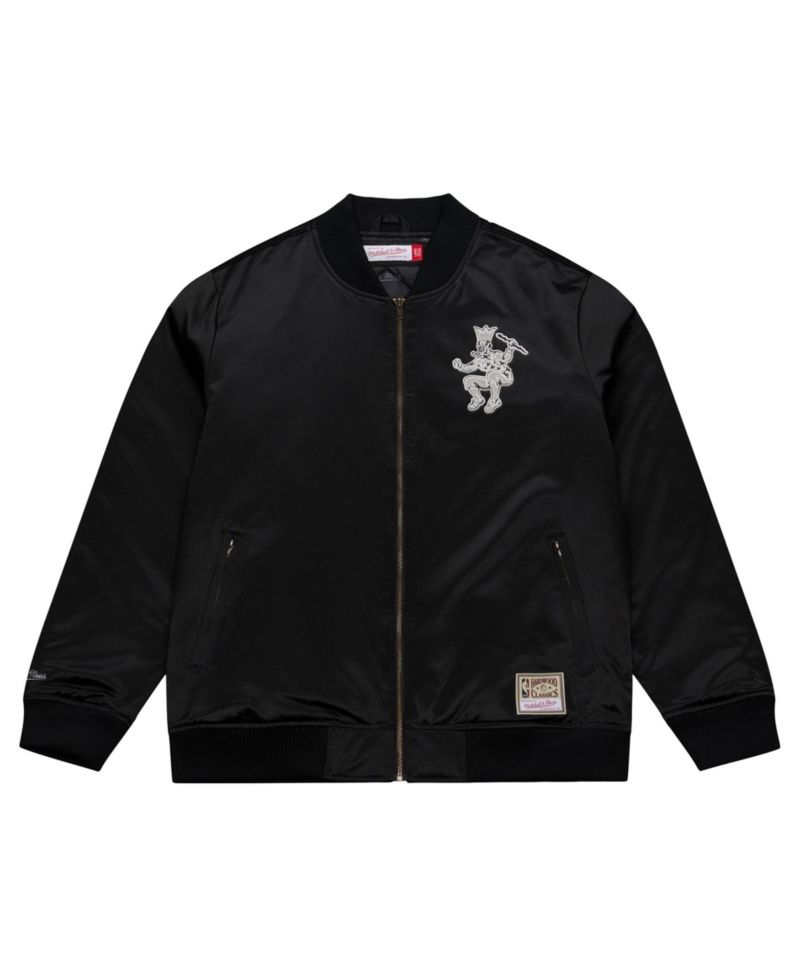 Men's Black Boston Celtics Chrome Satin Bomber Full-Zip Jacket