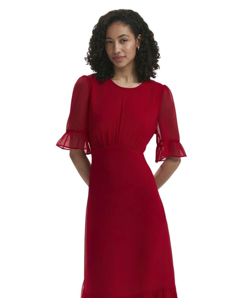 Women's Jennifer Short-Sleeve Chiffon Fit & Flare Midi Dress