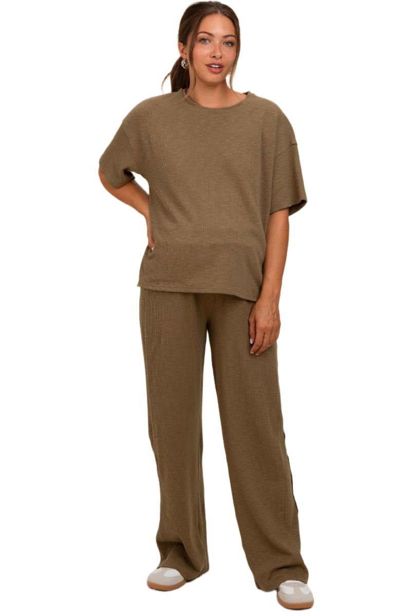 Women's Textured Knit Oversized Tee And Pants Set
