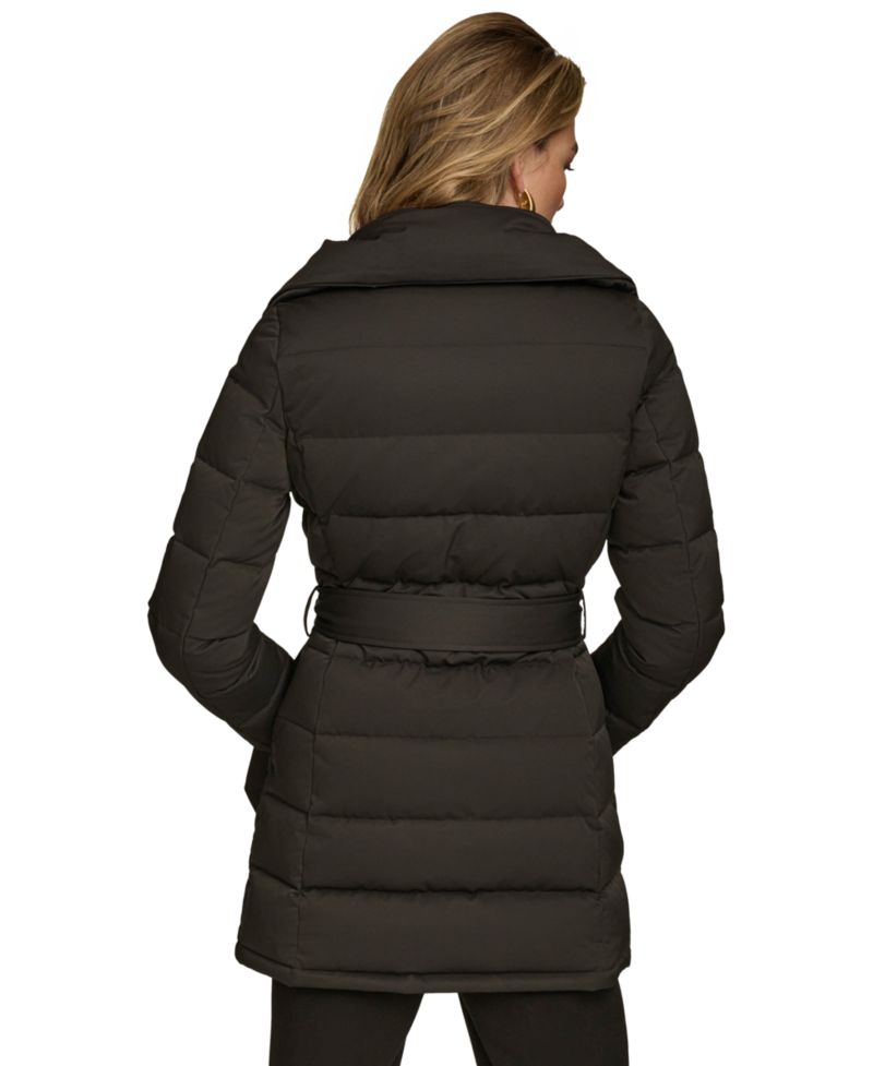 Women's Belted Asymmetric Puffer Coat