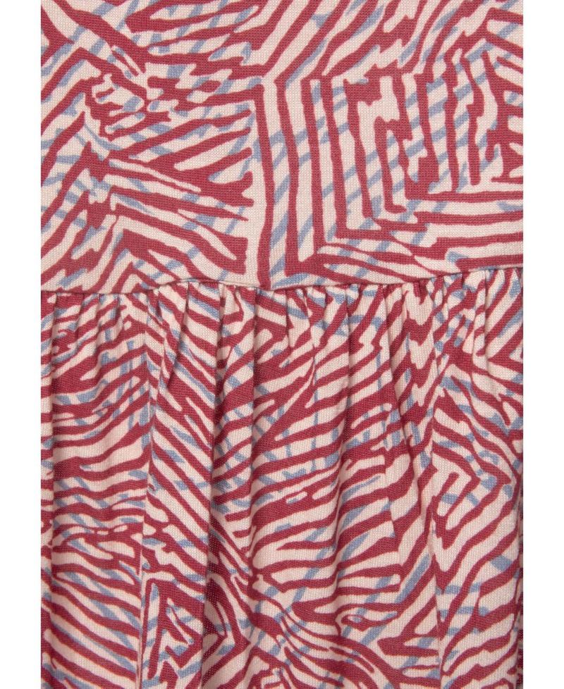 Women's Viscose Printed Back Cut Out A-Line V-Neck Short Dress