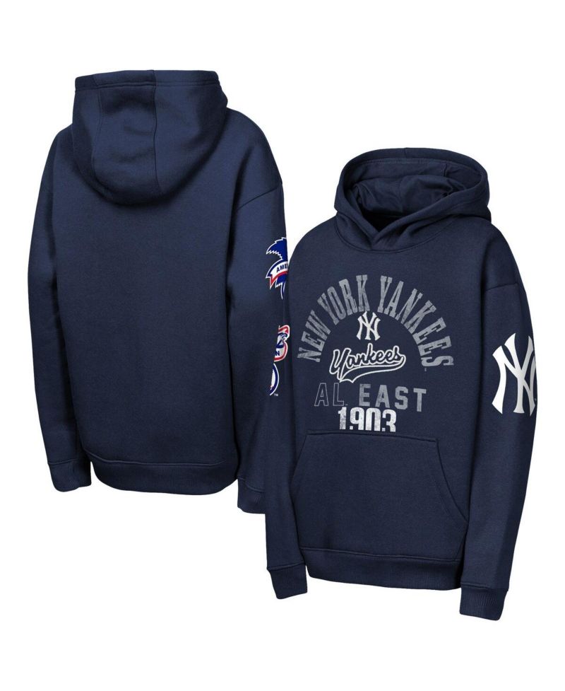 Big Boys and Girls Navy New York Yankees Premium Sweep Fleece Hoodie