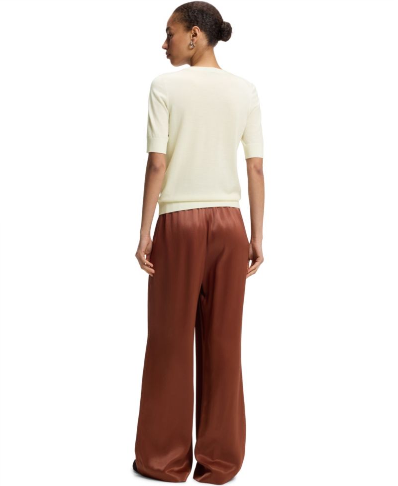 BOSS by Women's Merino Wool Short-Sleeved Sweater