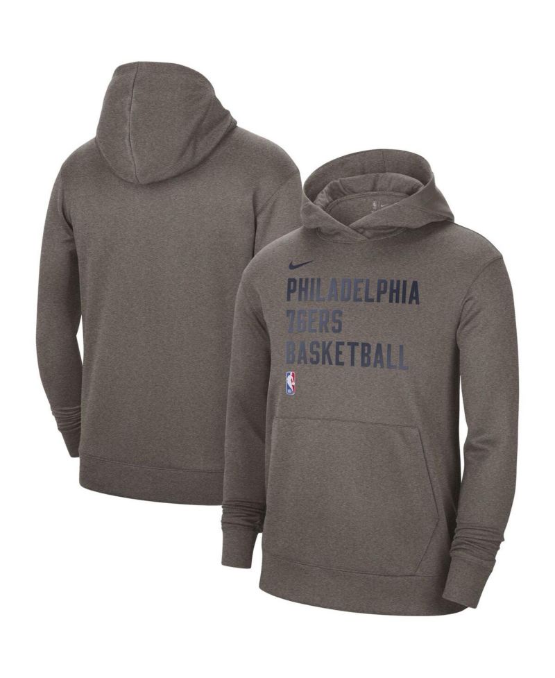 Men's and Women's Heather Gray Philadelphia 76ers 2023/24 Performance Spotlight On-Court Practice Pullover Hoodie