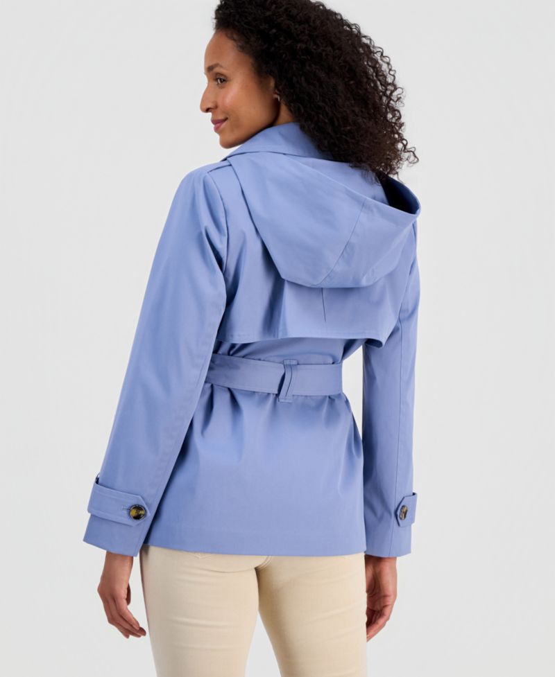 Women's Short Double-Breasted Belted Trench Coat