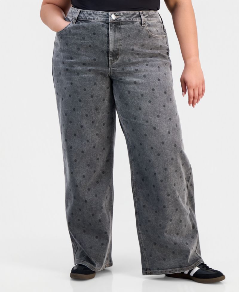 Trendy Plus Size Ultra High-Rise '90s Polka Dot Jeans