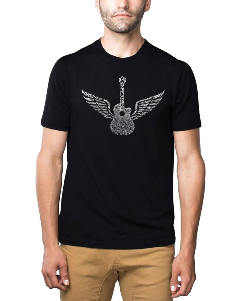 Men's Cotton/Poly Blend Word Art T-Shirt - Amazing Grace Guitar