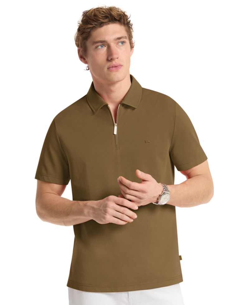 Men's Sleek Regular-Fit Quarter-Zip Polo Shirt