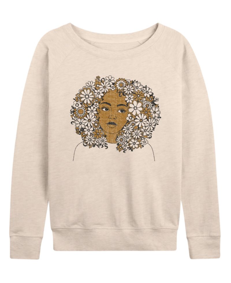 Women's Instant Message Flower Afro French Terry Long-Sleeve T-Shirt
