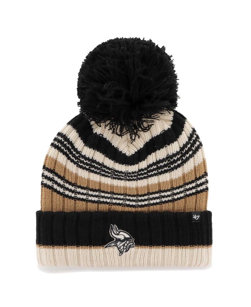 Women's Natural Minnesota Vikings Barista Cuffed Knit Hat with Pom