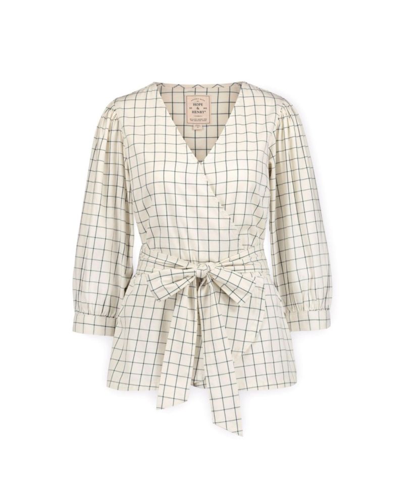 Women's Hope and Henry Puff Sleeve Wrap Top