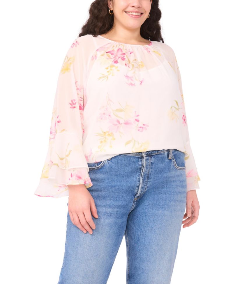 Plus Size Crew Neck Printed Top