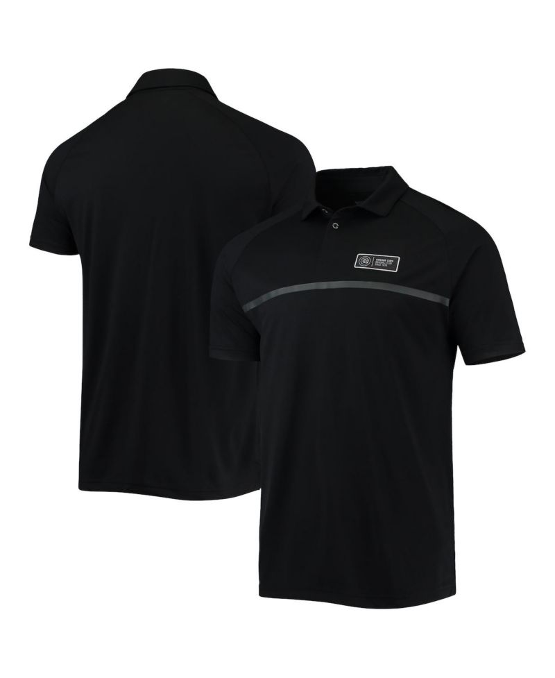 Men's Black Chicago Cubs Sector Raglan Polo Shirt