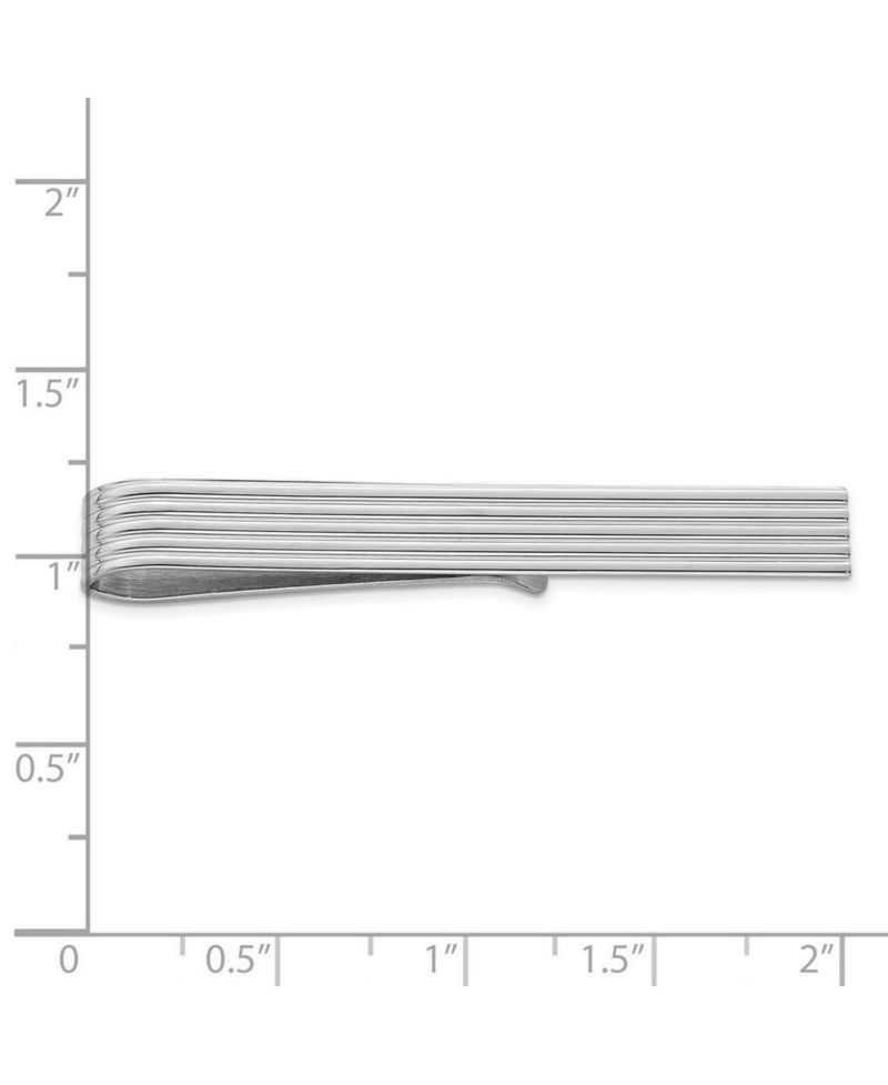 925 Solid Sterling Silver Ribbed Wide Tie Bar for Men