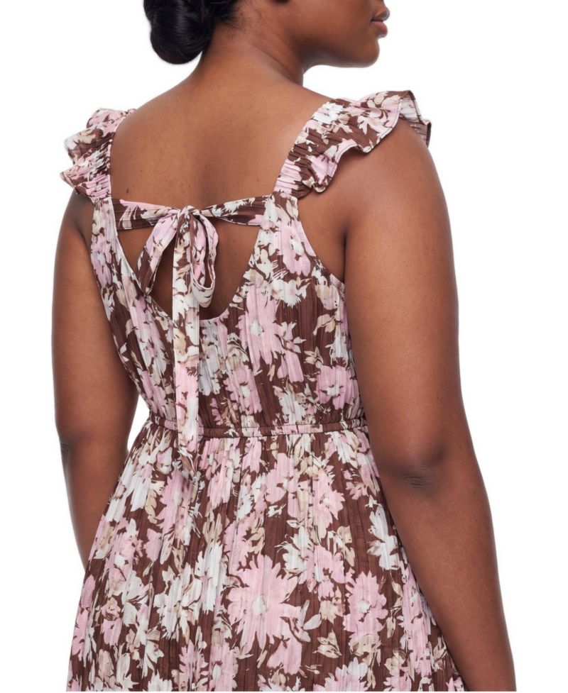 Plus Size Sleeveless Surplice Ruffle Maxi Dress