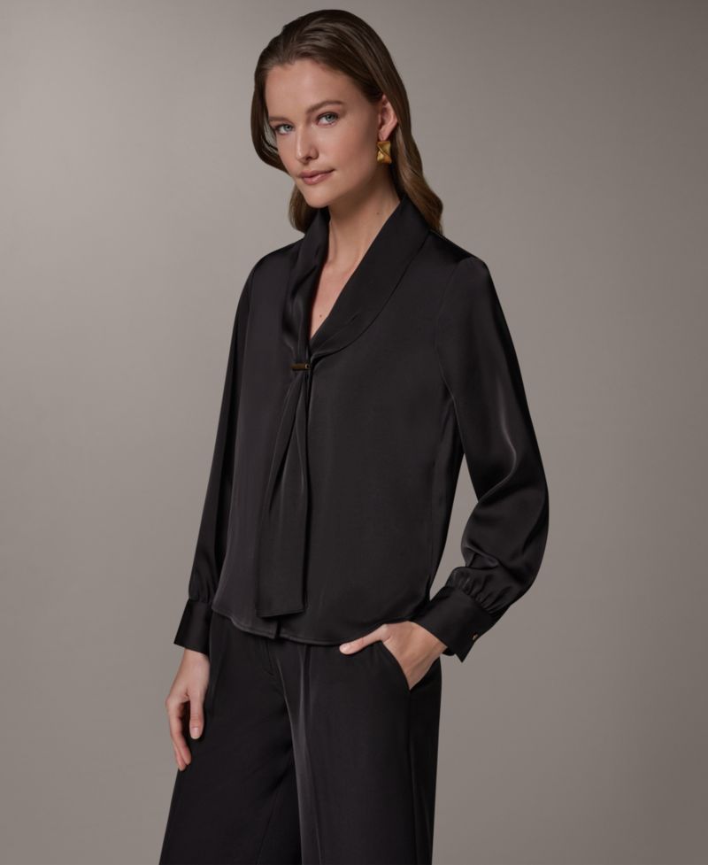 Petite Long-Sleeve V-Neck Pull-On Top